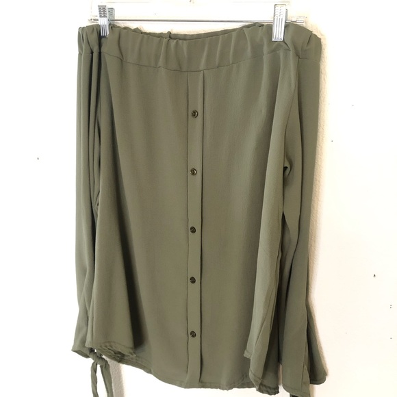 5 FOR $25 ⭐️ Olive Green Bardot Top - Picture 5 of 6